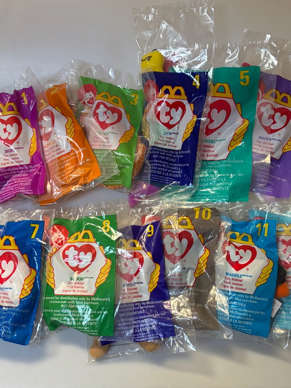TY Teenie Beanie Babies 1998 Complete Set of 12 McDonalds Happy Meal SEALED -NEW